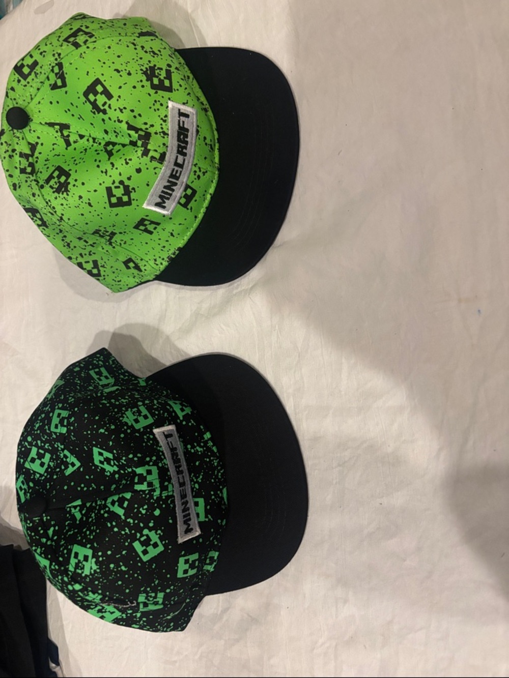 Two Minecraft Snapback Hat - Neon Green & Black Splatter